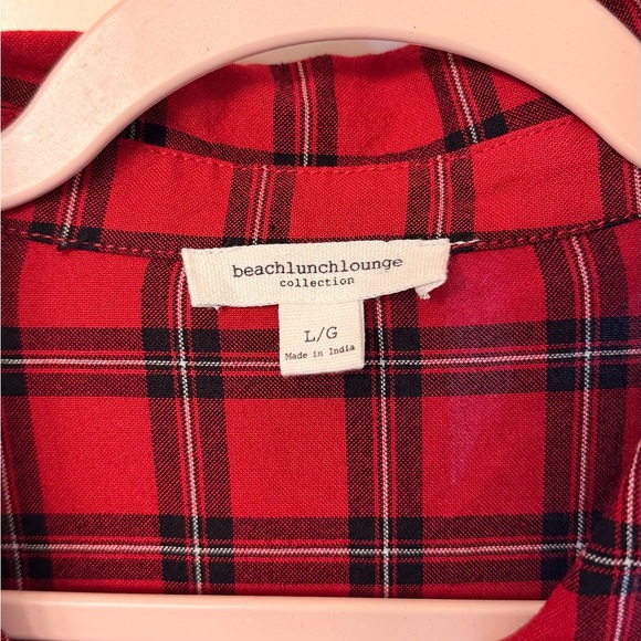 Beachlunchlounge Red and Black Plaid Shirt - Picture 3 of 7